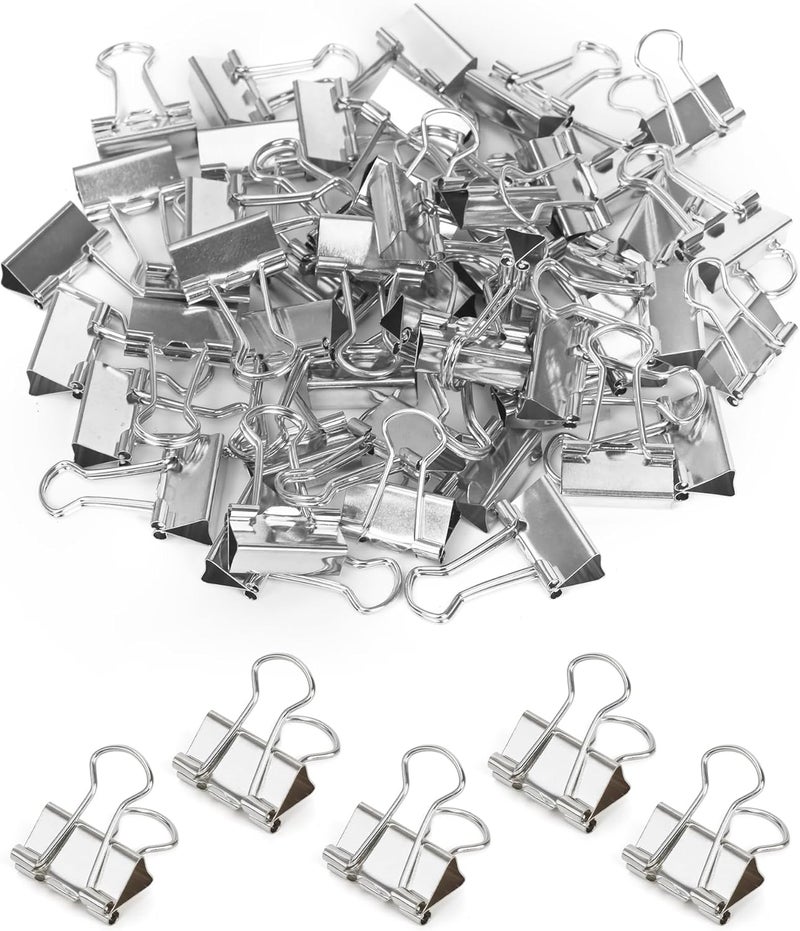 CUARUSUIKA Binder Clips, 50 Pack, 0.75 in Small Paper Clips for Office, （Silver） - Image 1